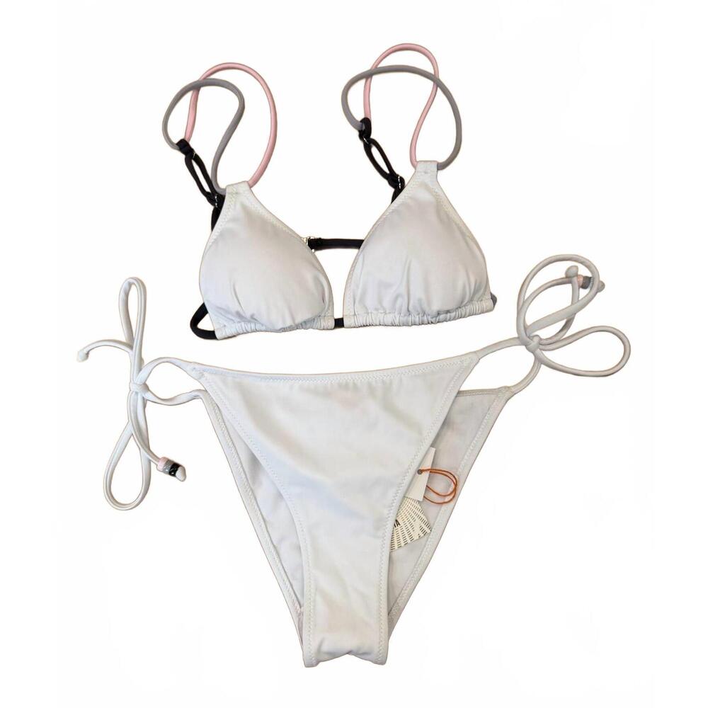 NEW SUNDEK triangle top bikini in white 40